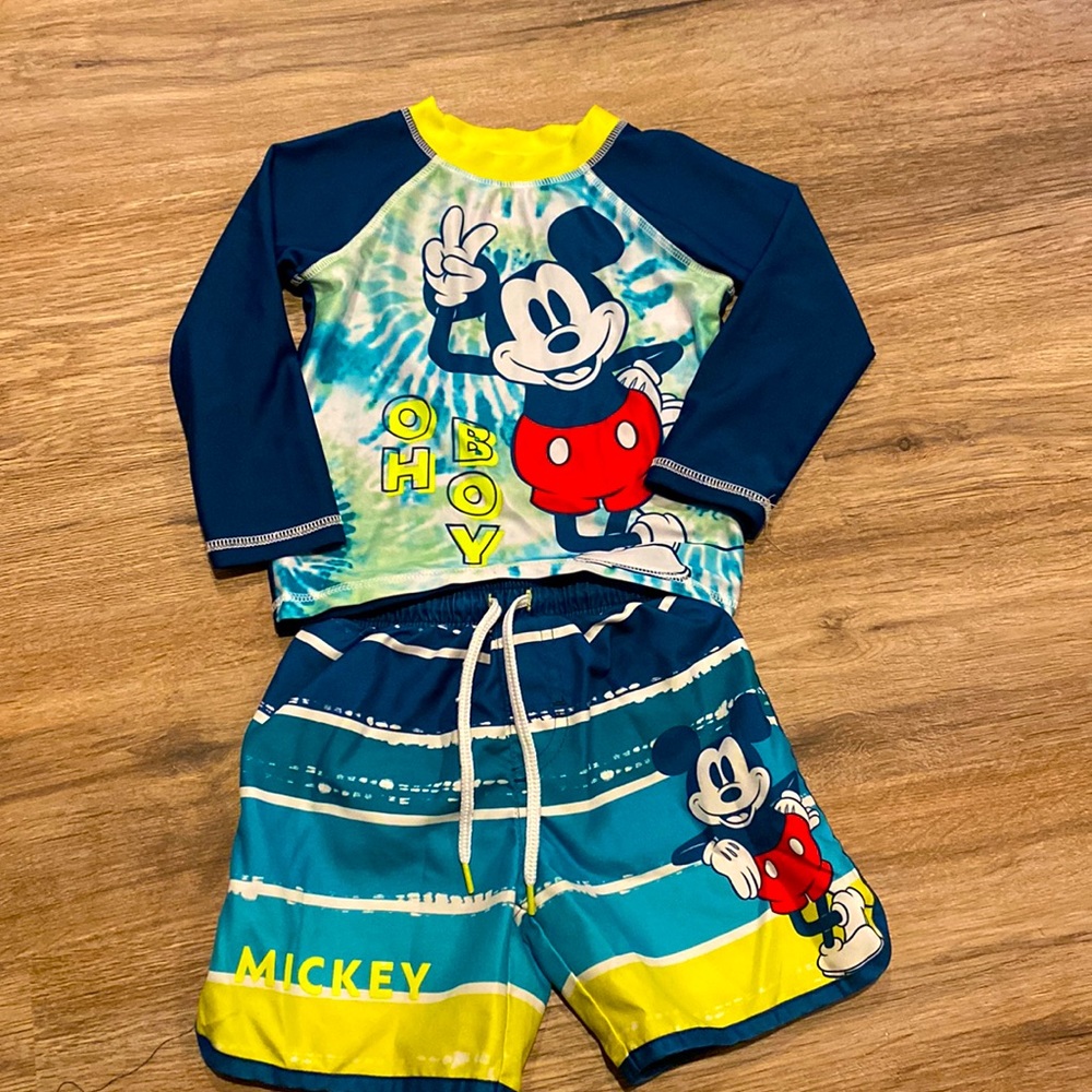 *BOGO Sale* Disney Jr Mickey Mouse Swim Trunks and Rash Guard